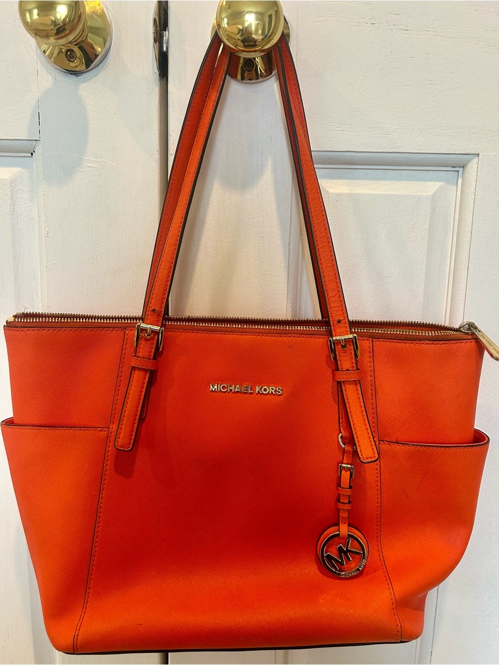Michael Kors Bright Orange Saffiano Leather Tote